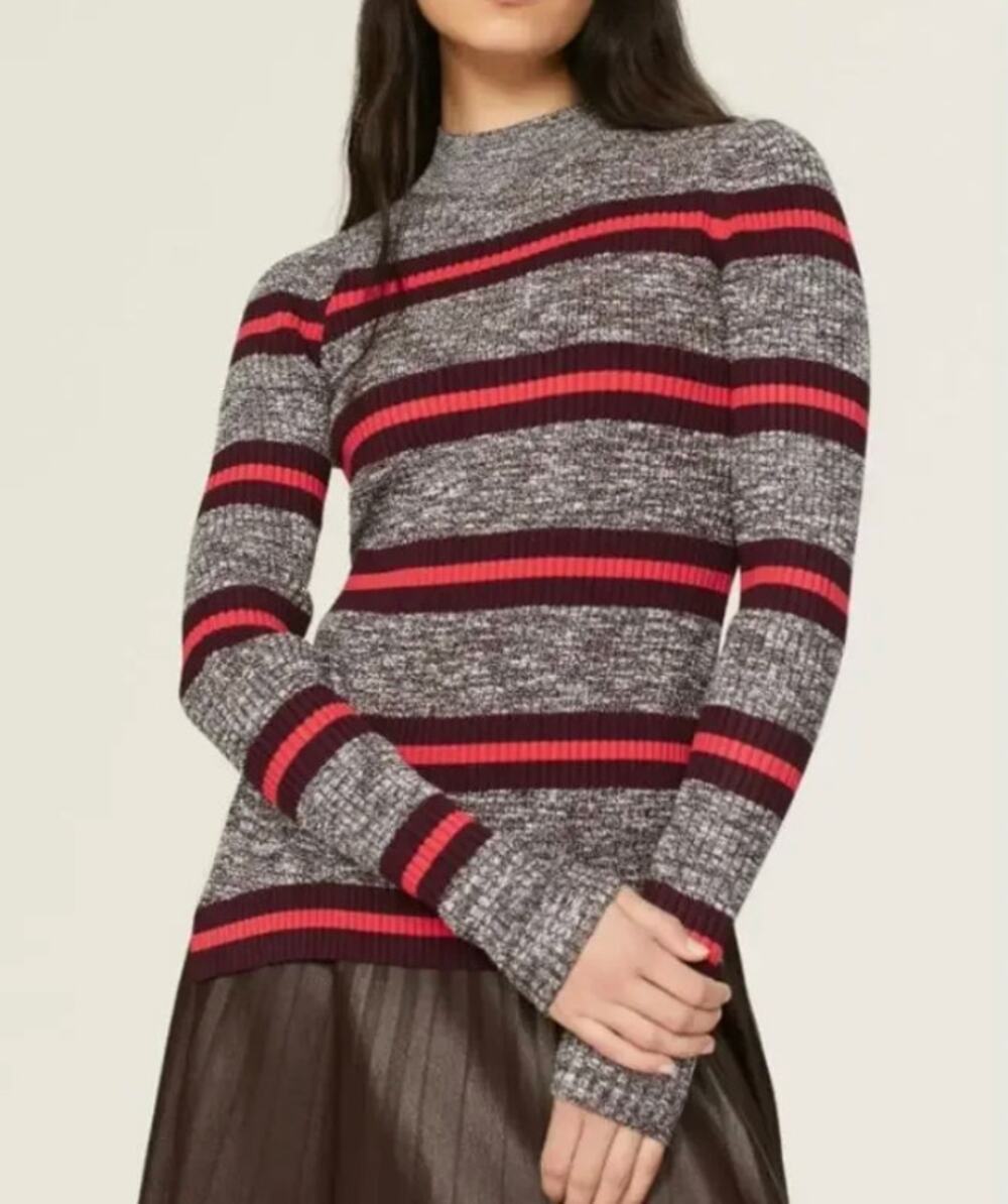 Proenza Schouler White Label Marled Striped Mock Neck Sweater S Ribbed Luxury
